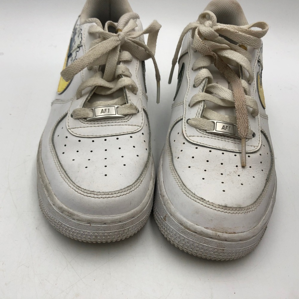 Nike Air Force 1 Low Custom Great Wave White Leather Sneakers 314192-117 Size 7Y - Picture 7 of 9